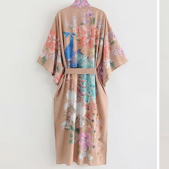 Boho peacock 🦚 kimono NWT multi color large - Picture 4 of 12